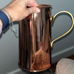 Copper-Tone Metal Pitcher with Gold Handle - Home Dining